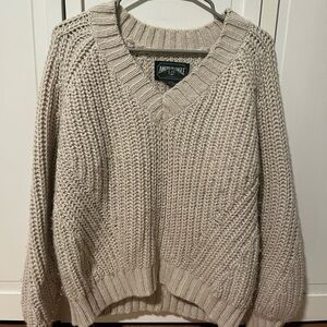 American Eagle Outfitters Women’s Cream V-Neck Sweater